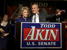 Missouri Republican Senate candidate Todd Akin and his wife, Lulli, acknowledge supporters before Akin makes his concession speech to Democratic Sen. Claire McCaskill on Tuesday in Chesterfield, Mo. Missouri Republican Senate candidate Todd Akin and his wife, Lulli, acknowledge supporters before Akin makes his concession speech to Democratic Sen. Claire McCaskill on Tuesday in Chesterfield, Mo.
